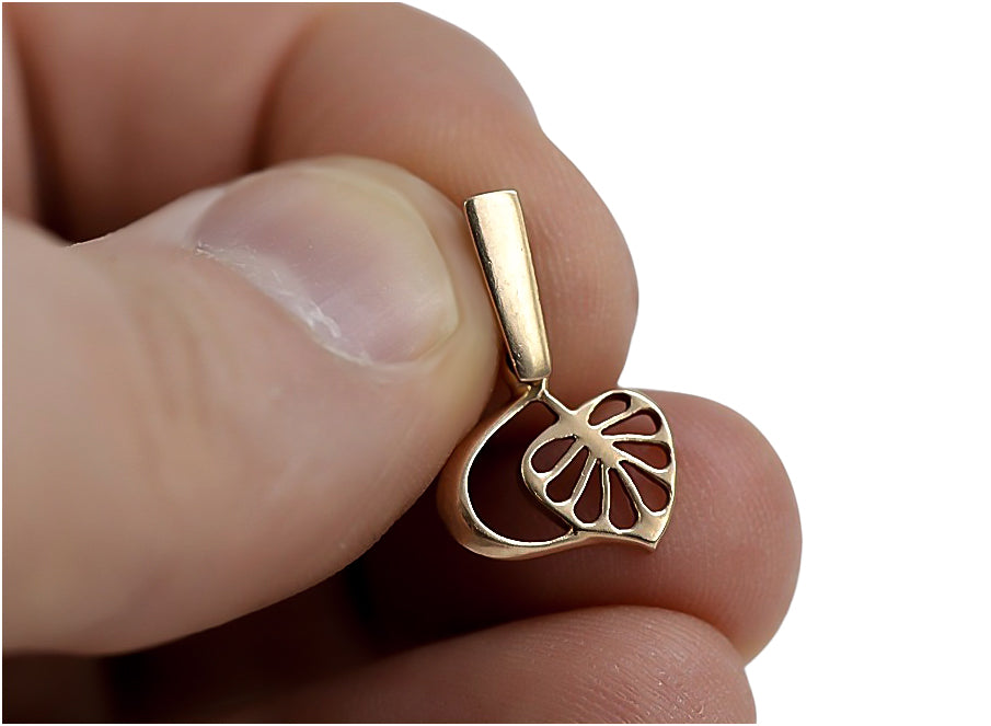 Vintage Leaf Pendant in 14K Rose Gold (vpn026) — view 4