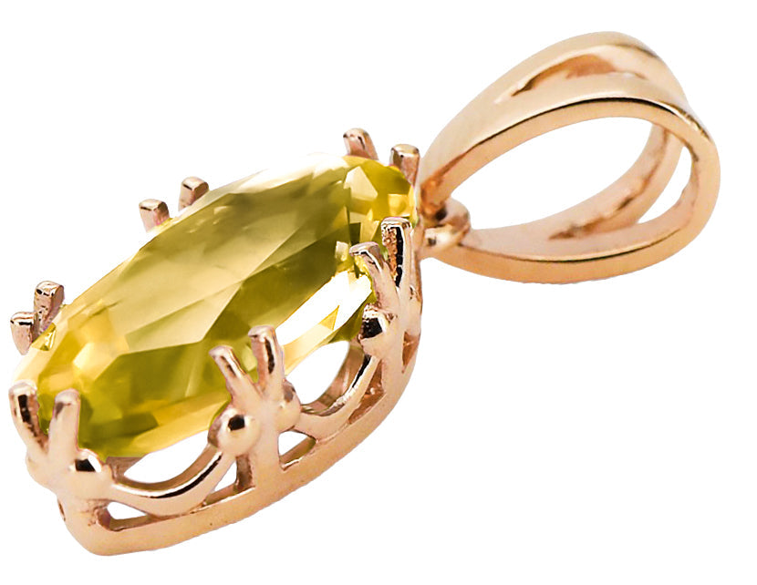 Vintage Yellow Peridot Pendant in 14K Rose Gold (vpc019r-yp) — close-up of the hallmark on the inner band