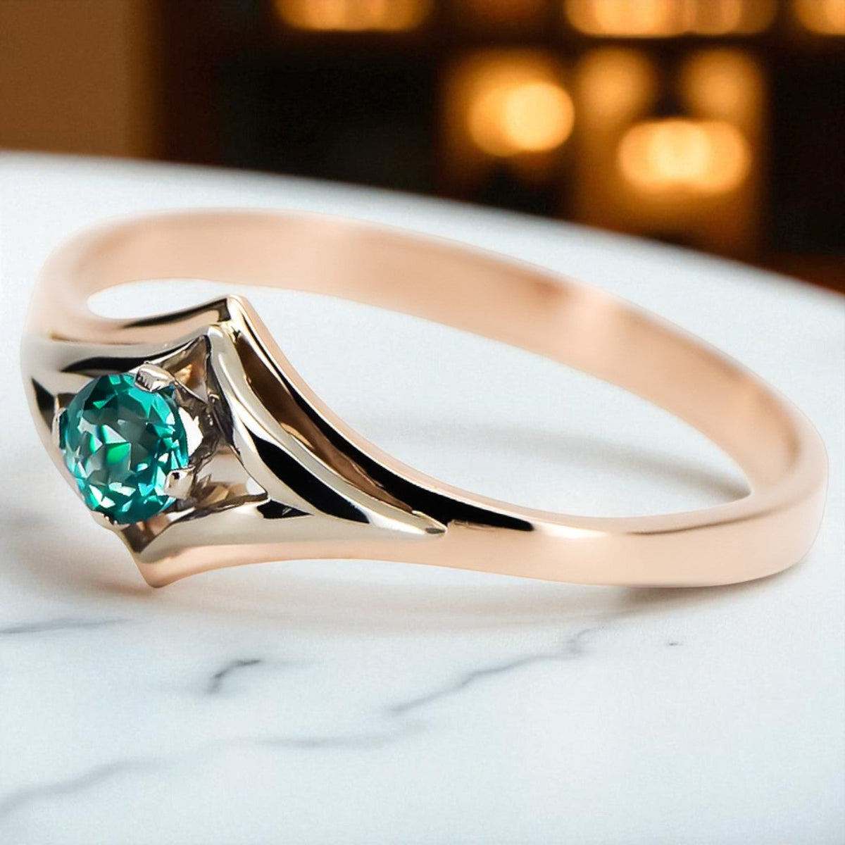 Vintage Emerald Craft Ring in 14K Rose Gold (vrc351r-em)