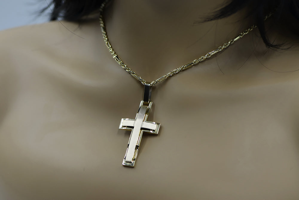 Vintage Catholic Cross Pendant in 14K Yellow Gold (ctc022yw)