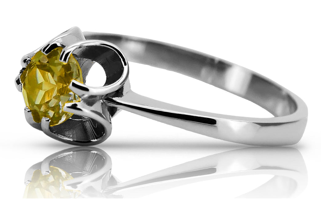 Vintage Yellow Peridot Ring in Sterling Silver (vrc348s-yp) — full view of the piece