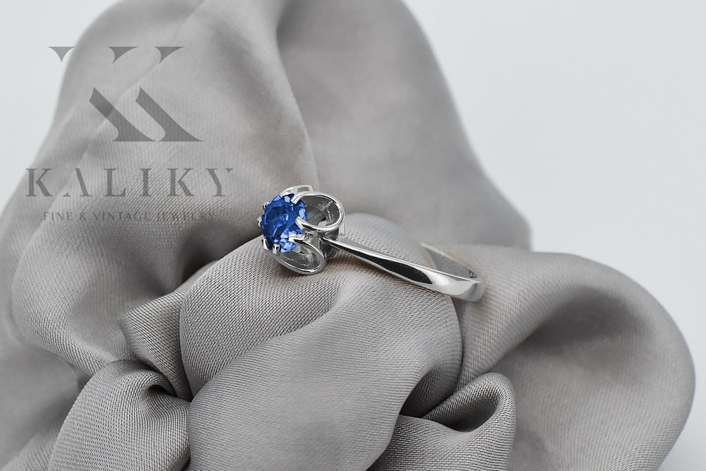 Vintage Sapphire Ring in Sterling Silver (vrc348s-sp) — back view with the clasp