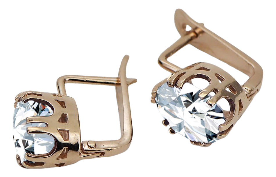 Vintage Zircon Earrings in 14K Rose Gold (vec016r-zi) — close-up of the hallmark on the inner band