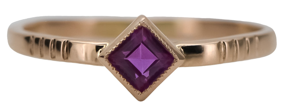 Vintage Ruby Ring in 14K Rose Gold (vrc138r-rb) — side view showing the setting