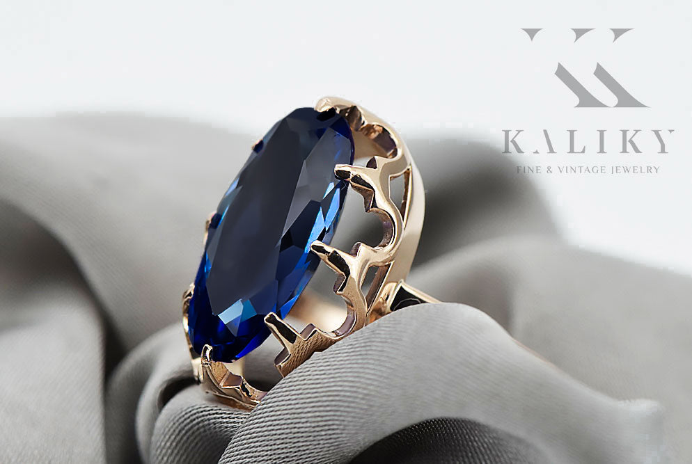 Vintage Sapphire Ring in 14K Rose Gold (vrc253r-sp) — side view showing the setting