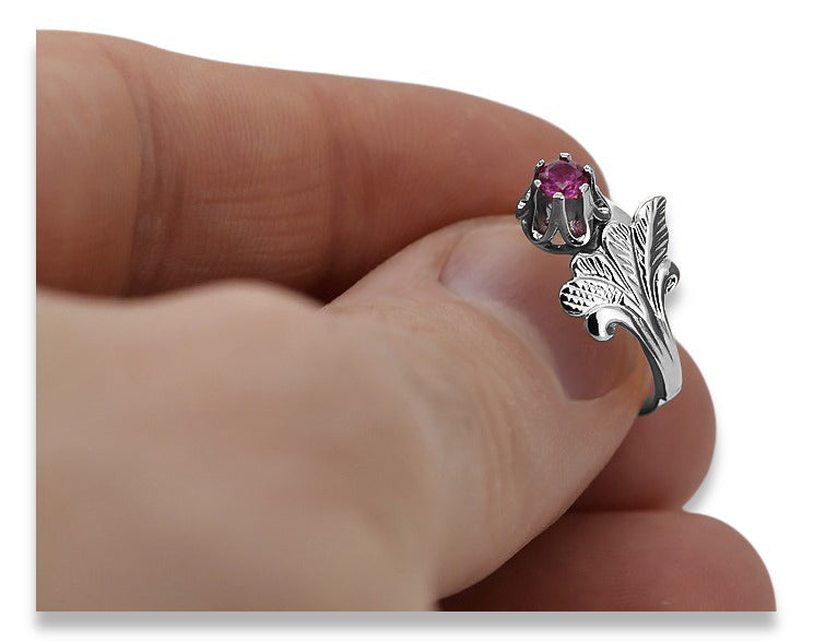 Vintage Amethyst Ring in Sterling Silver (vrc169s-am) — side view showing the setting