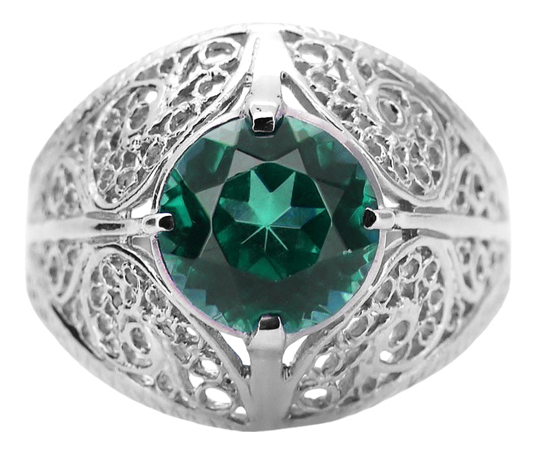 Vintage Emerald Ring in Sterling Silver (vrc026s-em) — close-up of the hallmark on the inner band