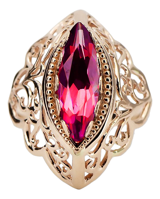 Vintage Ruby Ring in 14K Rose Gold (vrc017r-rb) — close-up of the hallmark on the inner band