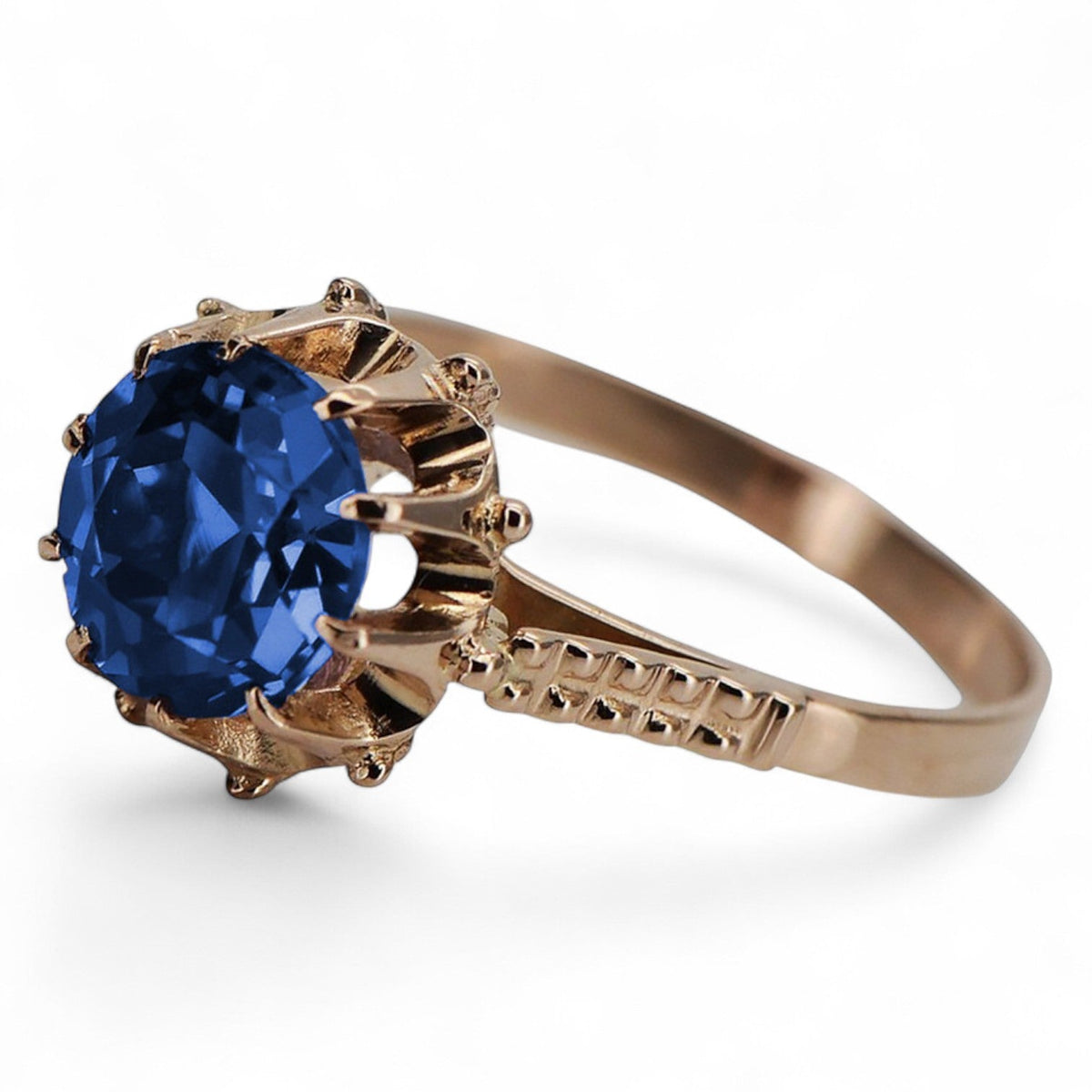 Vintage Sapphire Ring in 14K Rose Gold (vrc045r-sp) — full view of the piece