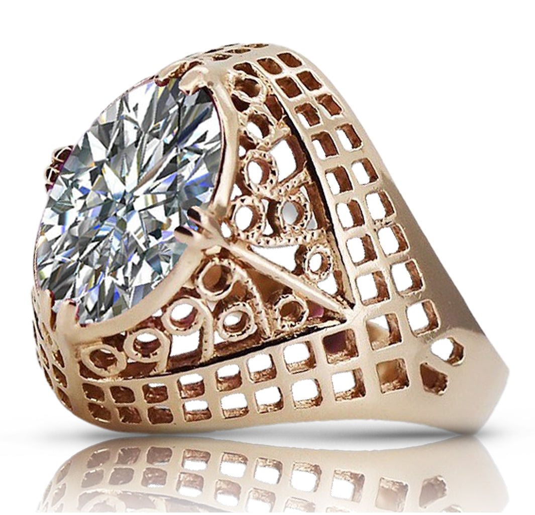 Vintage Zircon Cubic Ring in 14K Rose Gold (vrc030r-zi) — side view showing the setting