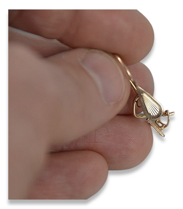 Vintage Leaf Earrings in 14K Rose Gold (ven138) — view 6