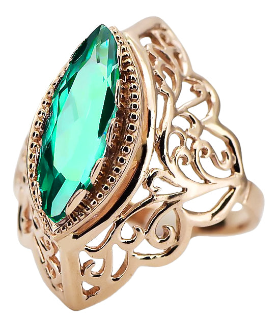 Vintage Emerald Craft Ring in 14K Rose Gold (vrc017r-em) — side view showing the setting