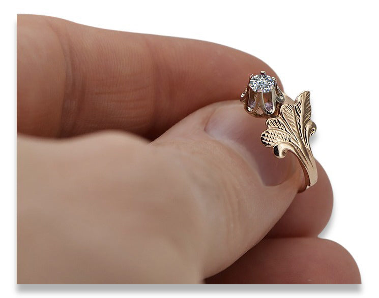 Vintage Zircon Zircone Ring in 14K Rose Gold (vrc169r-zi) — close-up of the stone and setting