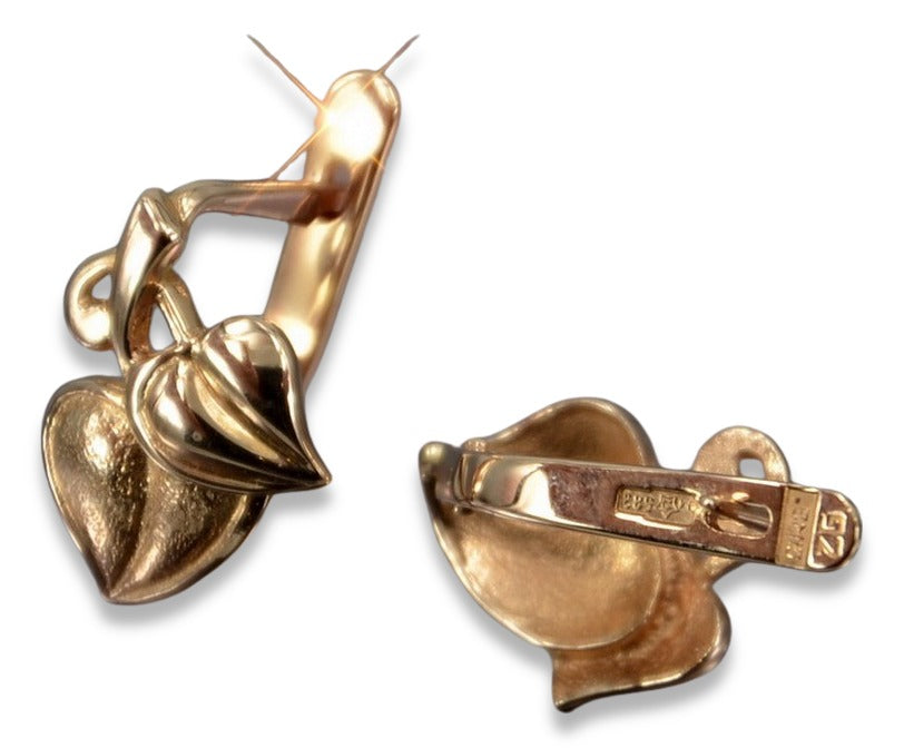 Vintage Leaf Earrings in 14K Rose Gold (ven142) — view 2