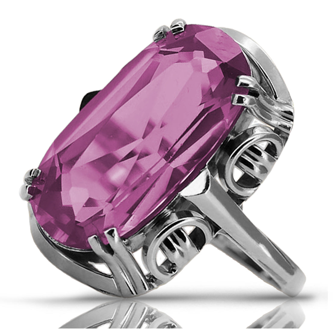 Vintage Amethyst Ring in Sterling Silver (vrc038s-am)