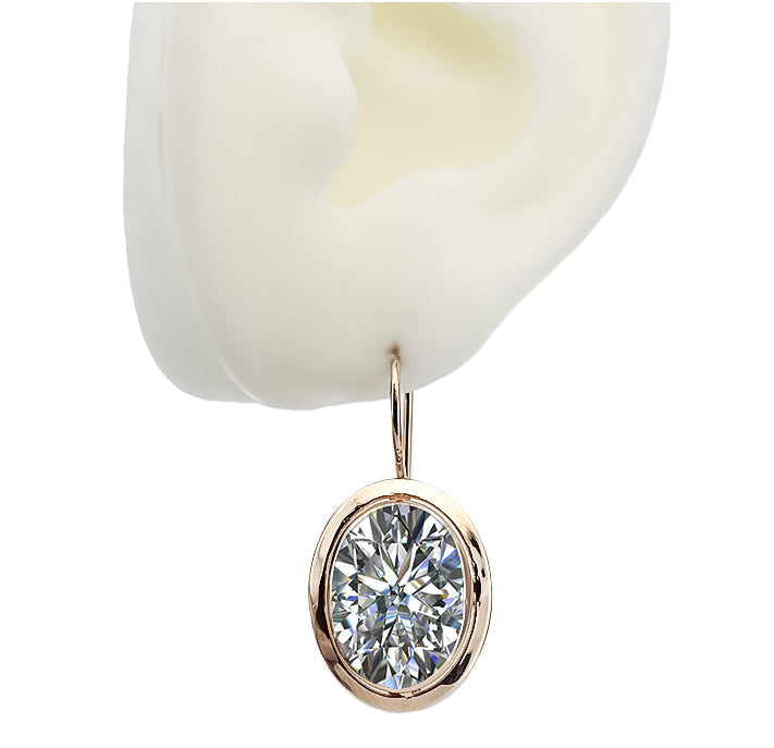 Vintage Zircon Earrings in 14K Rose Gold (vec114r-zi) — side view showing the setting