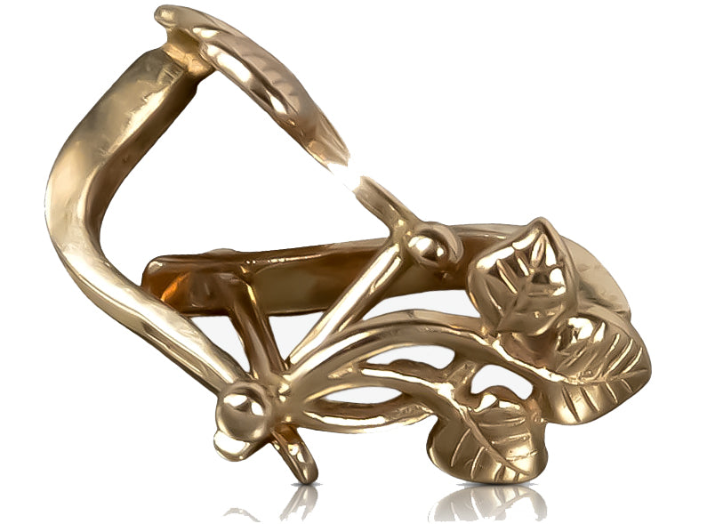 Vintage Leaf Earrings in 14K Rose Gold (ven039) — view 2