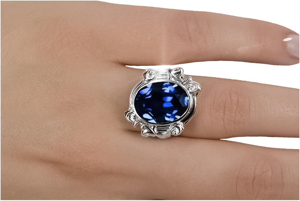 Vintage Sapphire Craft Ring in Sterling Silver (vrc100s-sp)