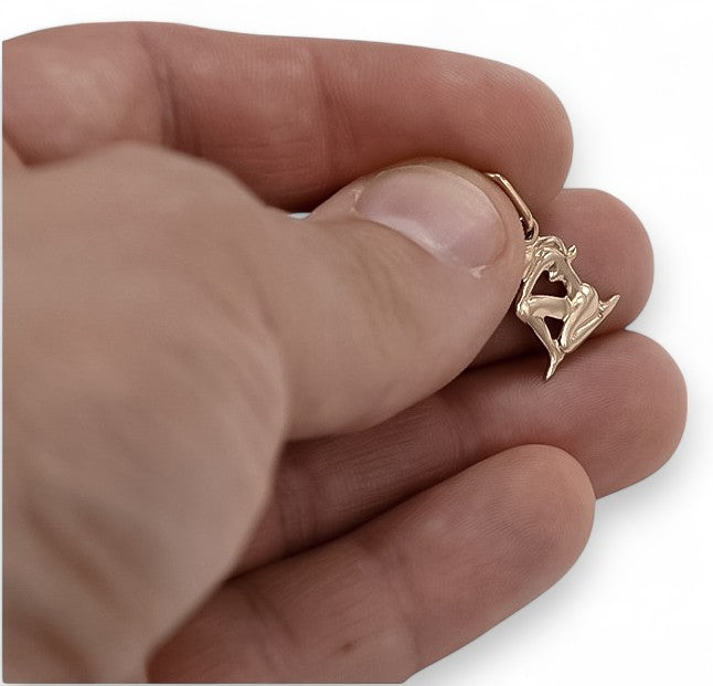 Vintage Aries Lady Zodiac Pendant Vzp Pendant in 14K Rose Gold (f0t7oz) — full view of the piece