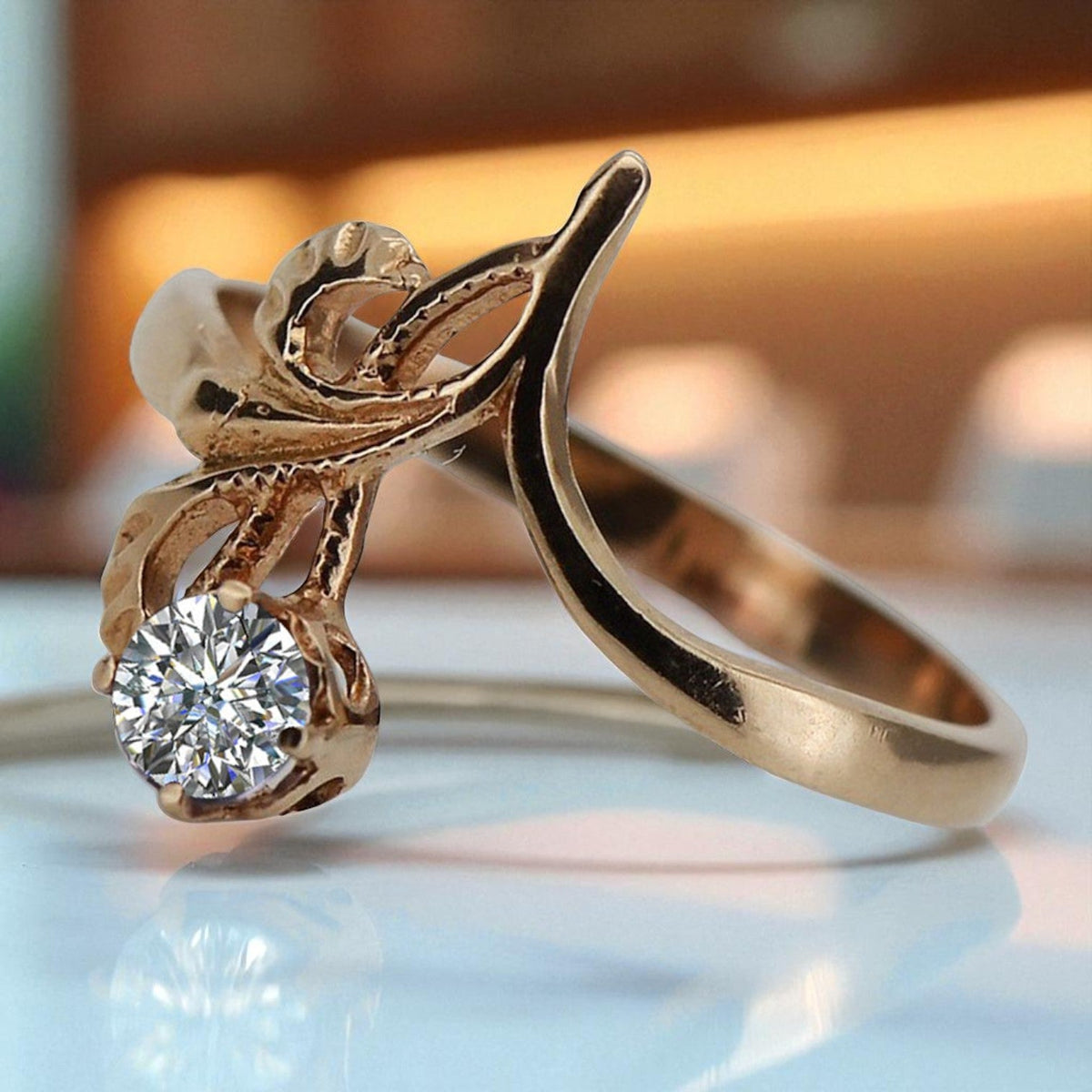 Vintage Zircon Cubic Ring in Rose Gold-Plated Sterling Silver (vrc095rp-zi)