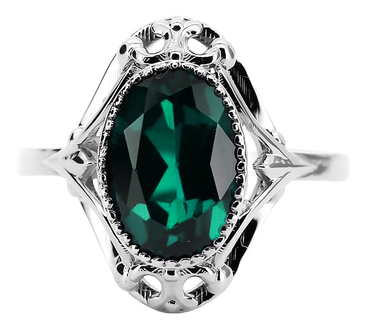 Vintage Emerald Craft Ring in Sterling Silver (vrc128s-em) — close-up of the hallmark on the inner band