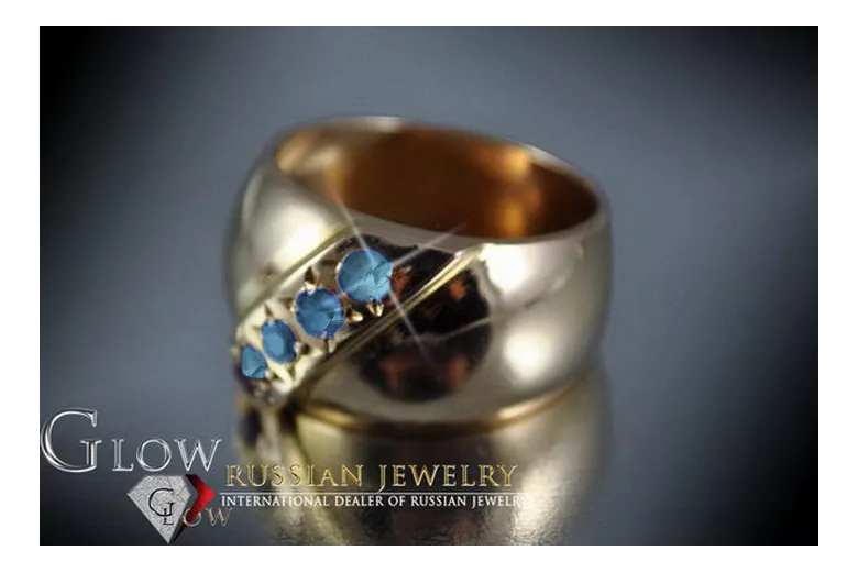 Vintage Ruby Alexandrite Emerald Sapphire Zircon Ring in 14K Rose Gold (vrc175) — close-up of the hallmark on the inner band