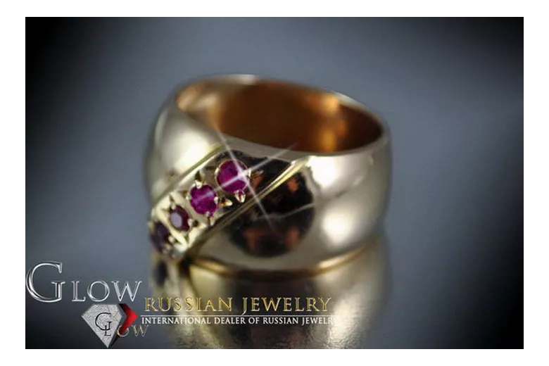 Vintage Ruby Alexandrite Emerald Sapphire Zircon Ring in 14K Rose Gold (vrc175) — side view showing the setting