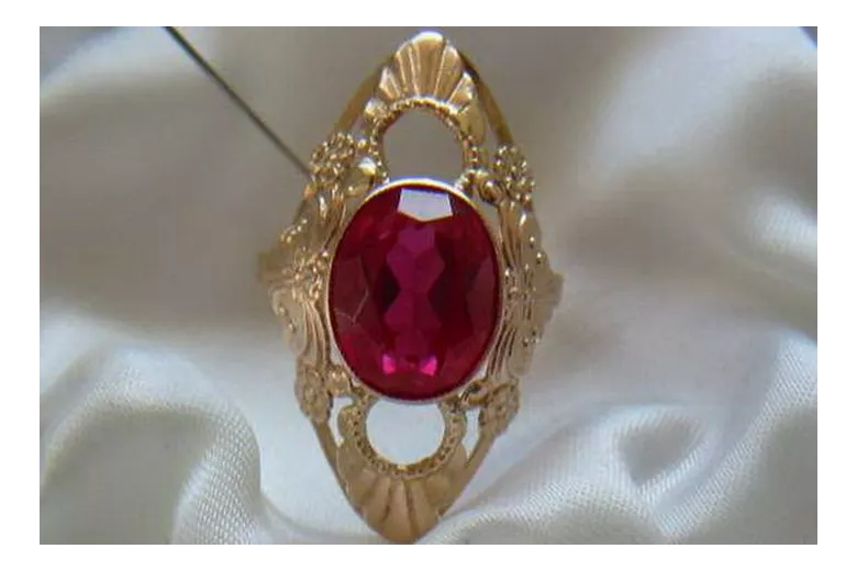 Vintage Alexandrite Ruby Emerald Sapphire Zircon Ring in 14K Rose Gold (vrc174) — back view with the clasp