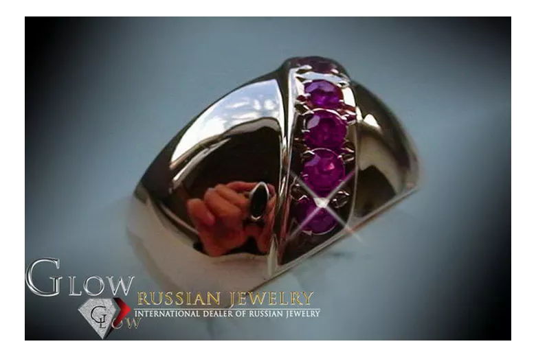 Vintage Ruby Alexandrite Emerald Sapphire Zircon Ring in 14K Rose Gold (vrc175) — worn on the hand, showing profile