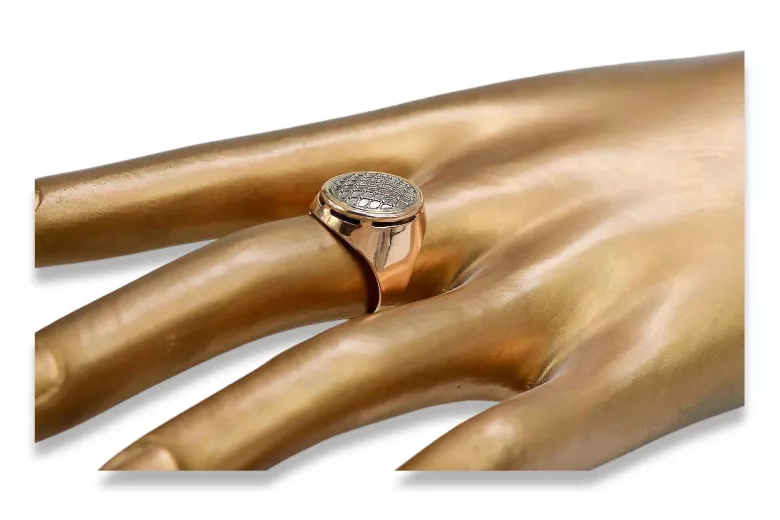 Vintage Ring in 14K Rose Gold (vrn177) — worn on the hand, showing profile