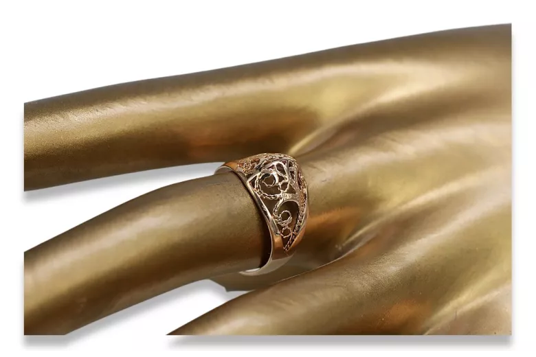 Vintage Ring in 14K Rose Gold (vrn062) — side view showing the setting