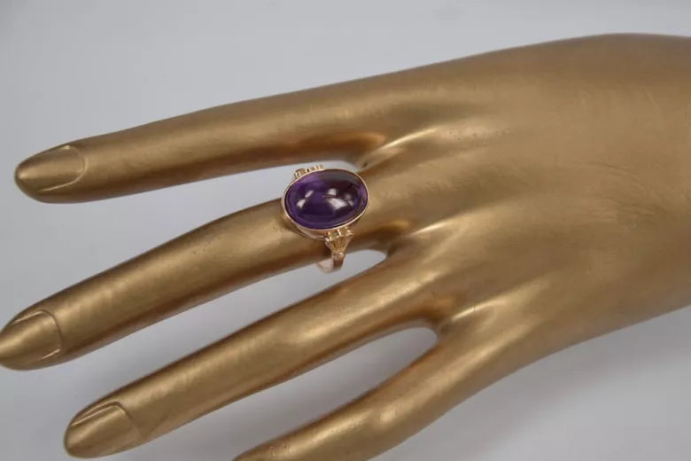 Vintage Alexandrite Ruby Emerald Sapphire Zircon Ring in 14K Rose Gold (vrc154) — displayed next to a size reference