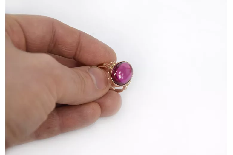 Vintage Alexandrite Ruby Emerald Sapphire Zircon Ring in 14K Rose Gold (vrc154) — back view with the clasp
