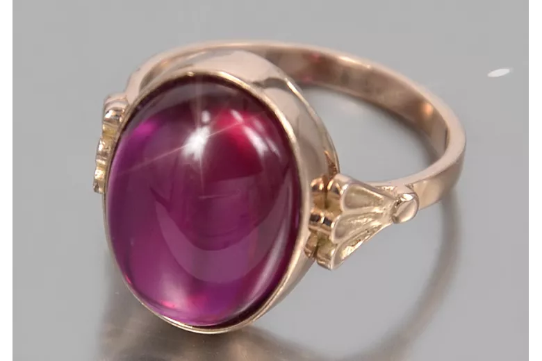 Vintage Alexandrite Ruby Emerald Sapphire Zircon Ring in 14K Rose Gold (vrc154) — full view of the piece