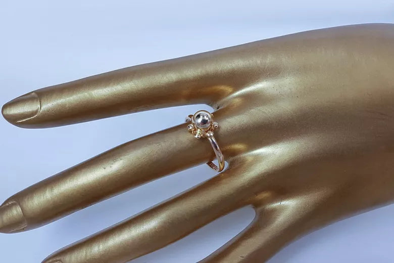 Vintage Ring in 14K Rose Gold (vrn018) — worn on the neckline, showing the drape