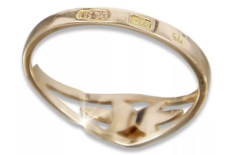 Vintage Ring in 14K Rose Gold (vrn071) — worn on the neckline, showing the drape