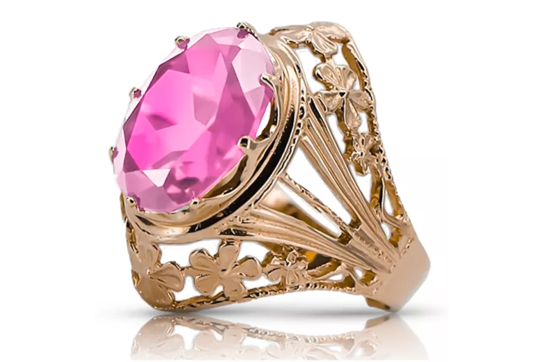 Vintage Amethyst Ring in 14K Rose Gold (vrc031r-am) — full view of the piece
