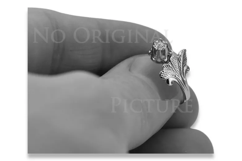 Vintage Ring in 14K Rose Gold (vrc169r-st) — close-up of the stone and setting