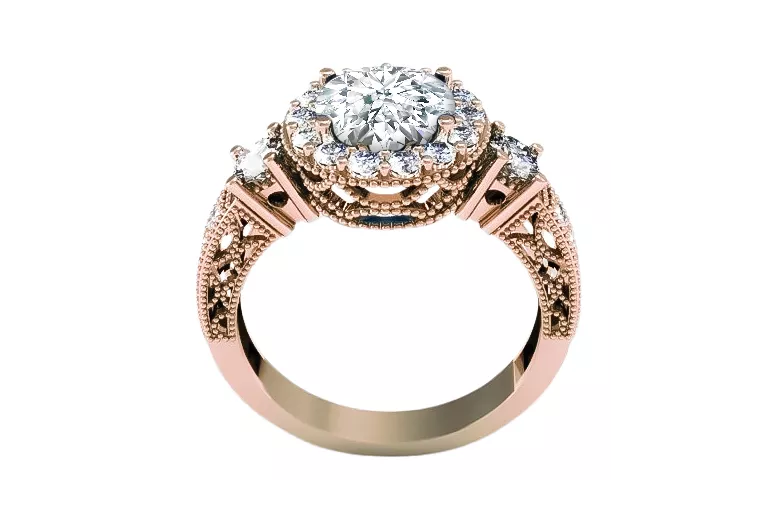 Vintage Zircon Ring in 14K Rose Gold (crc003r-zi) — close-up of the stone and setting