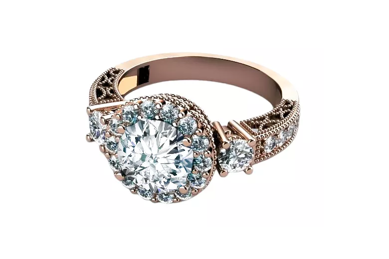 Vintage Zircon Ring in 14K Rose Gold (crc003r-zi) — full view of the piece