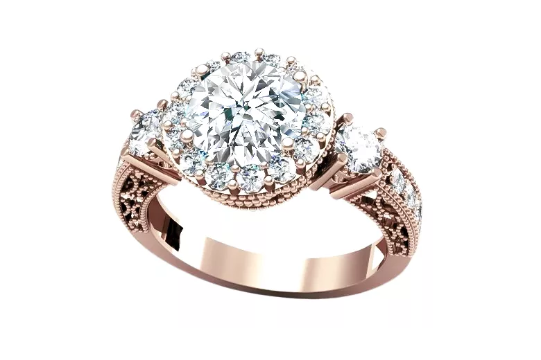 Vintage Zircon Ring in 14K Rose Gold (crc003r-zi) — side view showing the setting
