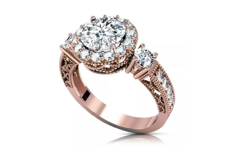 Vintage Zircon Ring in 14K Rose Gold (crc003r-zi)